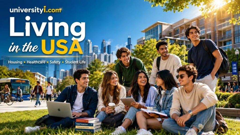 International university students living, studying and navigating campus life in the USA